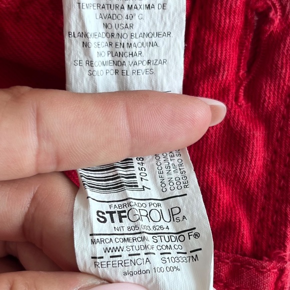 Studio F Jeans Distressed Denim Shorts – Red & Light Pink (Size 8) - Picture 12 of 12